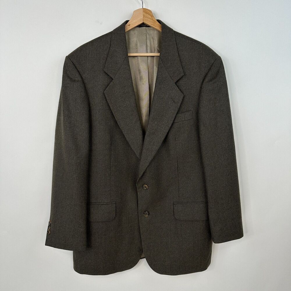 Oscar De La Renta Brown Wool Tweed Blazer Men 41R Two Button Sport Coat  80's
